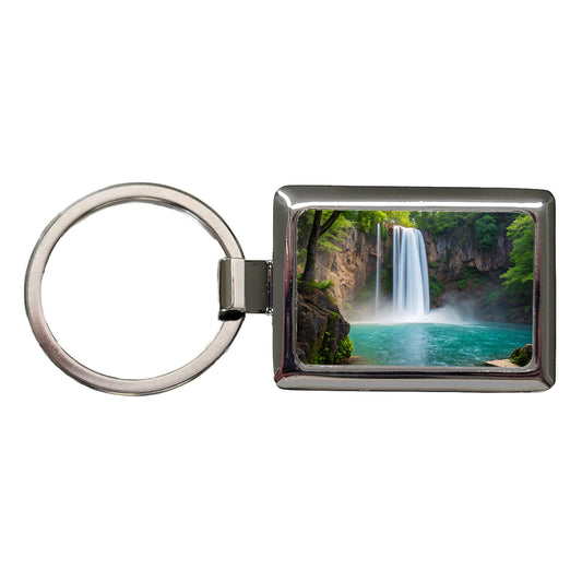 Waterfalls Stunning Rectangle Metal Keychain