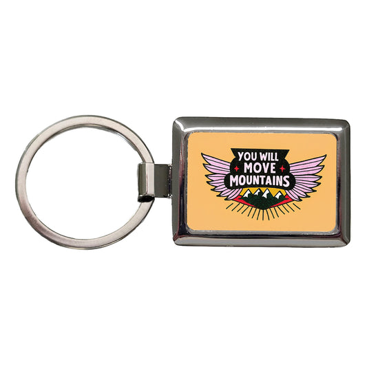 You Will Move Mountains Inspirational Rectangle Metal Keychain