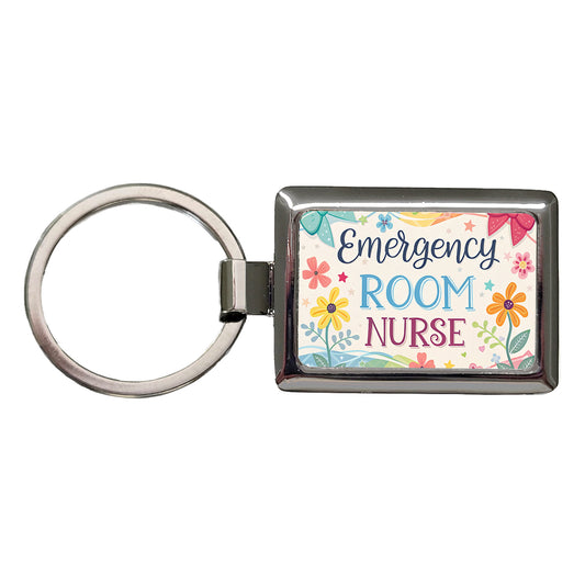 Emergency Room Nurse Appreciation Coquette Bows Flowers Rectangle Metal Keychain