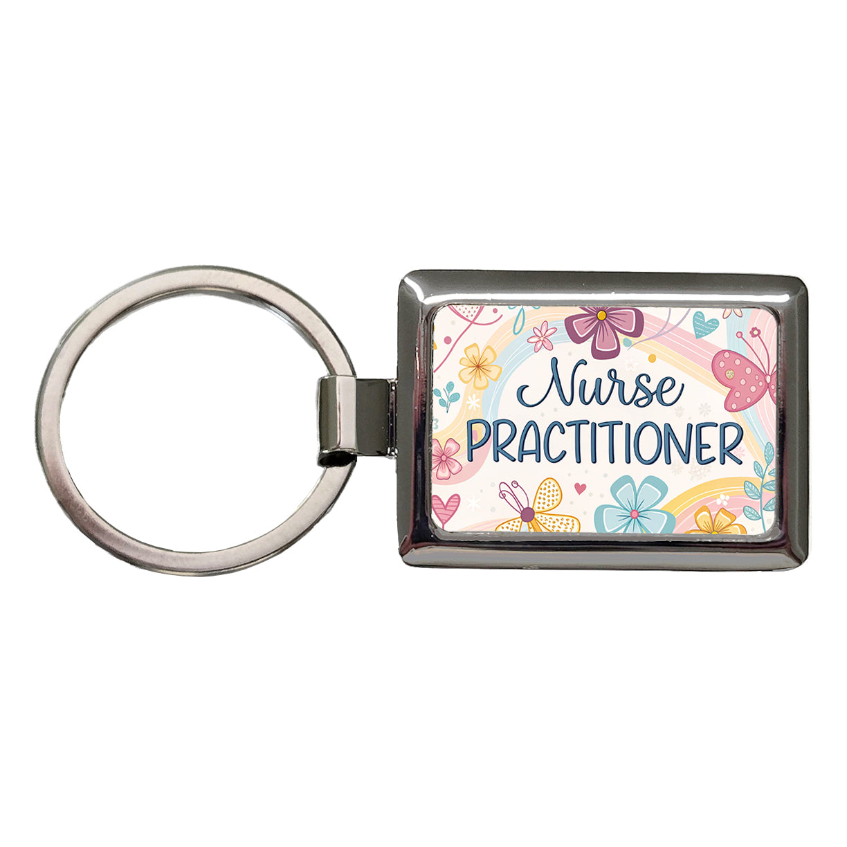 Nurse Practitioner Appreciation Coquette Bows Flowers Rectangle Metal Keychain
