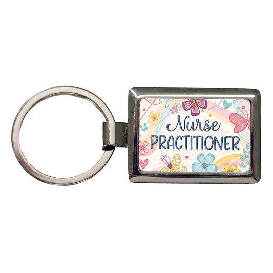 Nurse Practitioner Appreciation Coquette Bows Flowers Rectangle Metal Keychain
