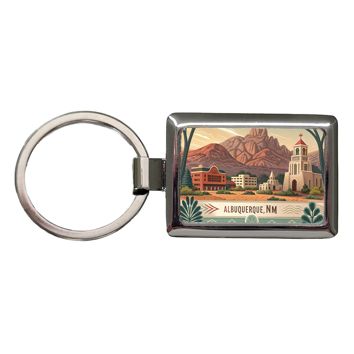 Albuquerque, New Mexico NM Travel City State Stamp Rectangle Metal Keychain