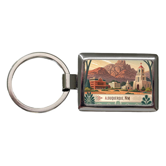 Albuquerque, New Mexico NM Travel City State Stamp Rectangle Metal Keychain