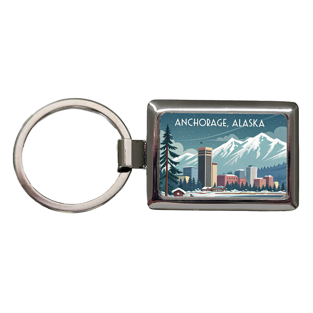 Anchorage, Alaska AK Travel City State Stamp Rectangle Metal Keychain