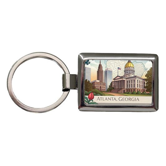 Atlanta, Georgia GA Travel City State Stamp Rectangle Metal Keychain