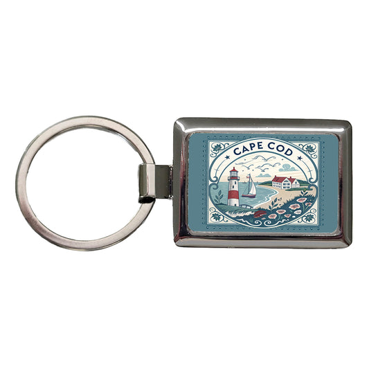 Cape Cod, Massachusetts MA Travel City State Stamp Rectangle Metal Keychain