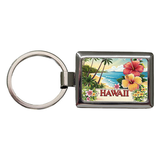 Hawaii HI Travel City State Stamp Rectangle Metal Keychain