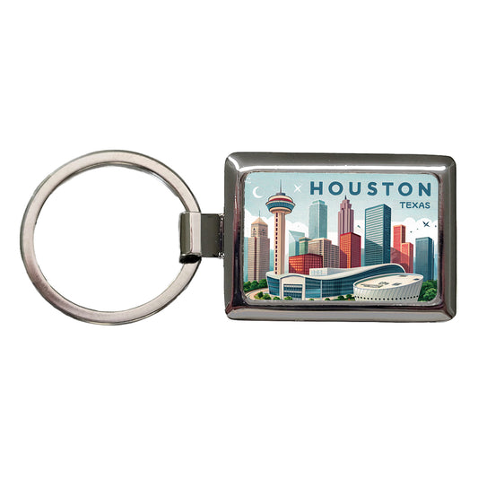 Houston, Texas TX Travel City State Stamp Rectangle Metal Keychain