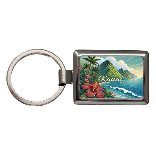 Kaua'i, Hawaii HI Travel City State Stamp Rectangle Metal Keychain