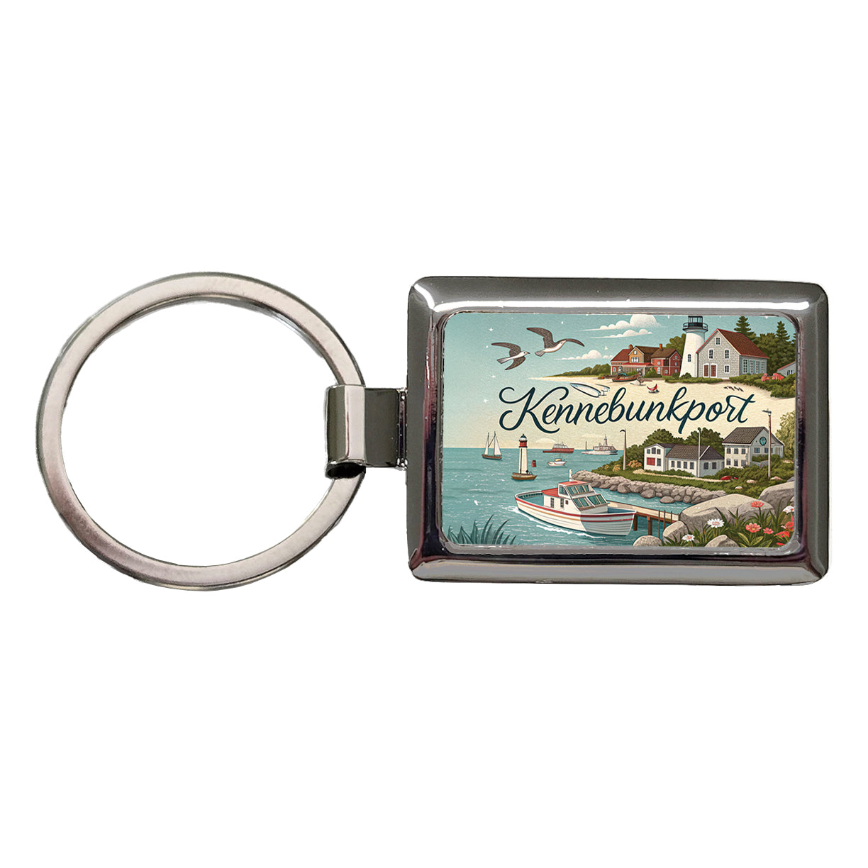 Kennebunkport, Maine ME Travel City State Stamp Rectangle Metal Keychain