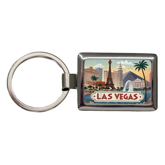 Las Vegas, Nevada NV Travel City State Stamp Rectangle Metal Keychain
