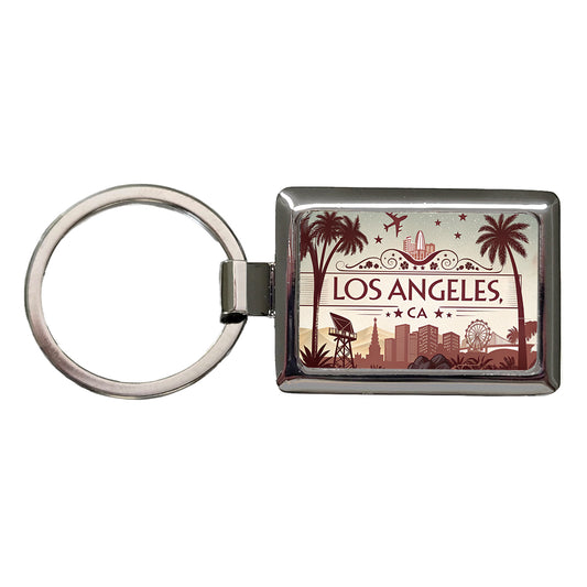 Los Angeles, California CA Travel City State Stamp Rectangle Metal Keychain