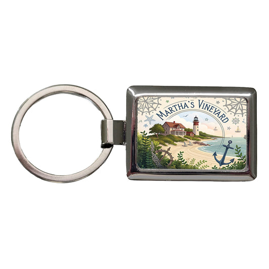 Martha's Vineyard, Massachusetts MA Travel City State Stamp Rectangle Metal Keychain