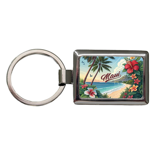 Maui, Hawaii HI Travel City State Stamp Rectangle Metal Keychain