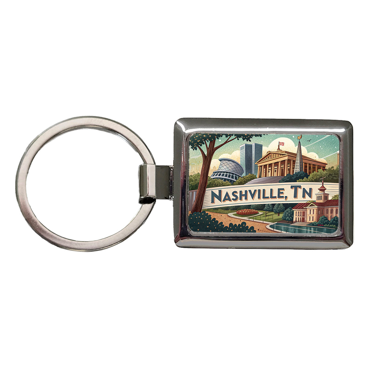 Nashville, Tennessee TN Travel City State Stamp Rectangle Metal Keychain