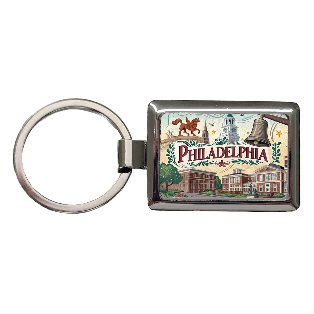 Philadelphia PA Travel City State Stamp Rectangle Metal Keychain
