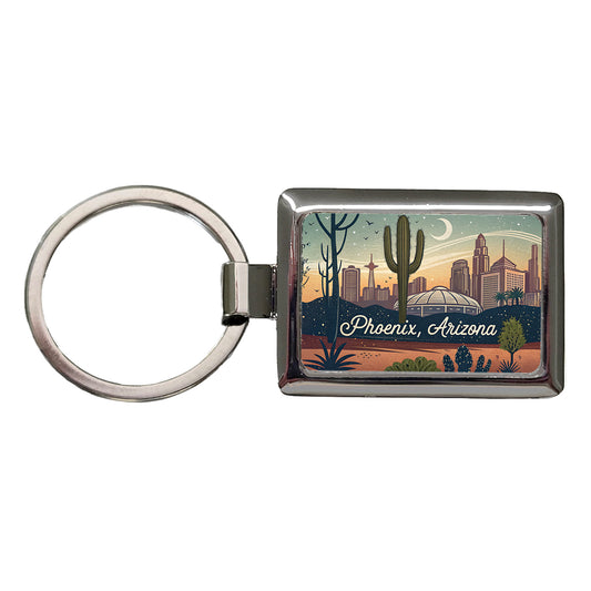 Phoenix, Arizona AZ Travel City State Stamp Rectangle Metal Keychain