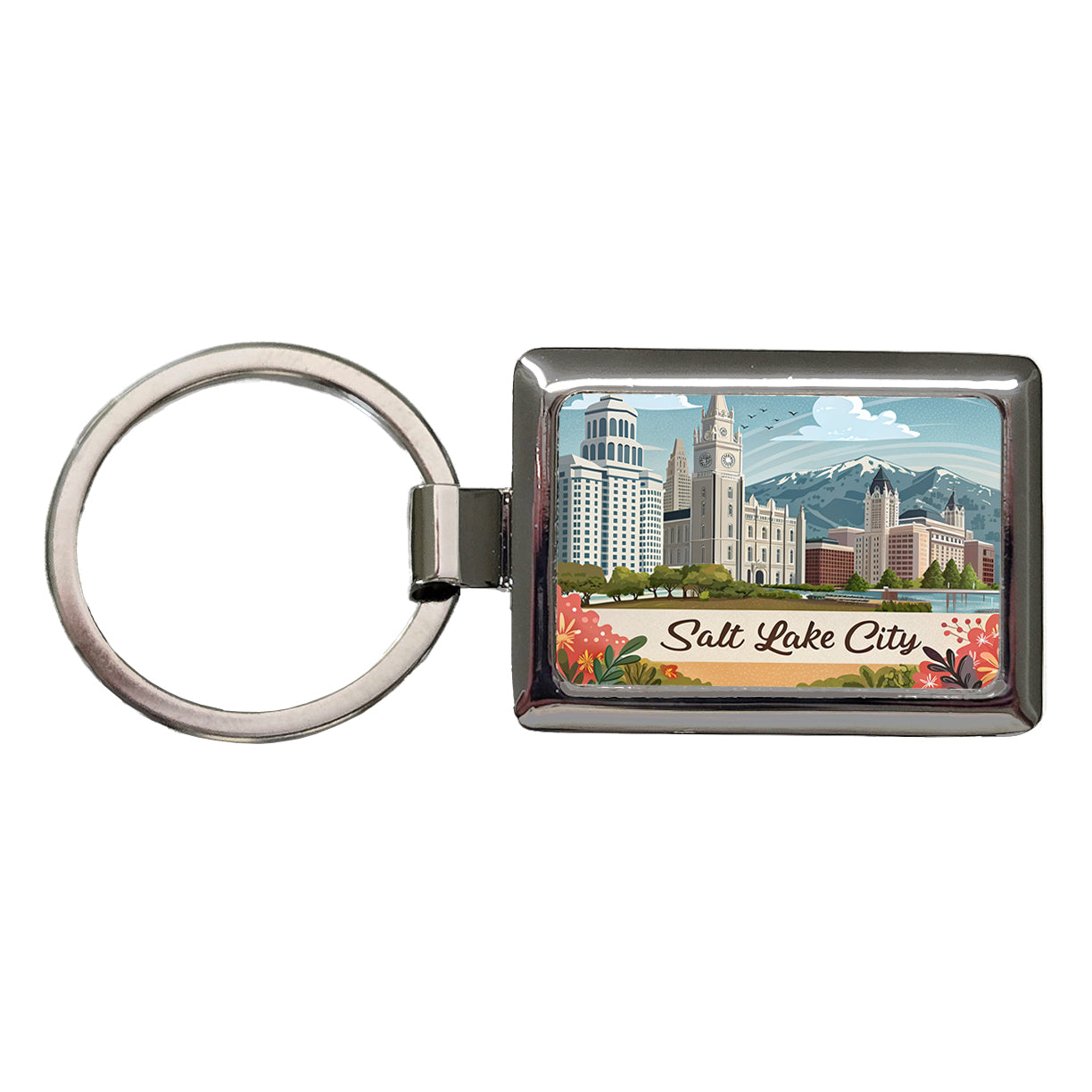 Salt Lake City, Utah UT Travel City State Stamp Rectangle Metal Keychain