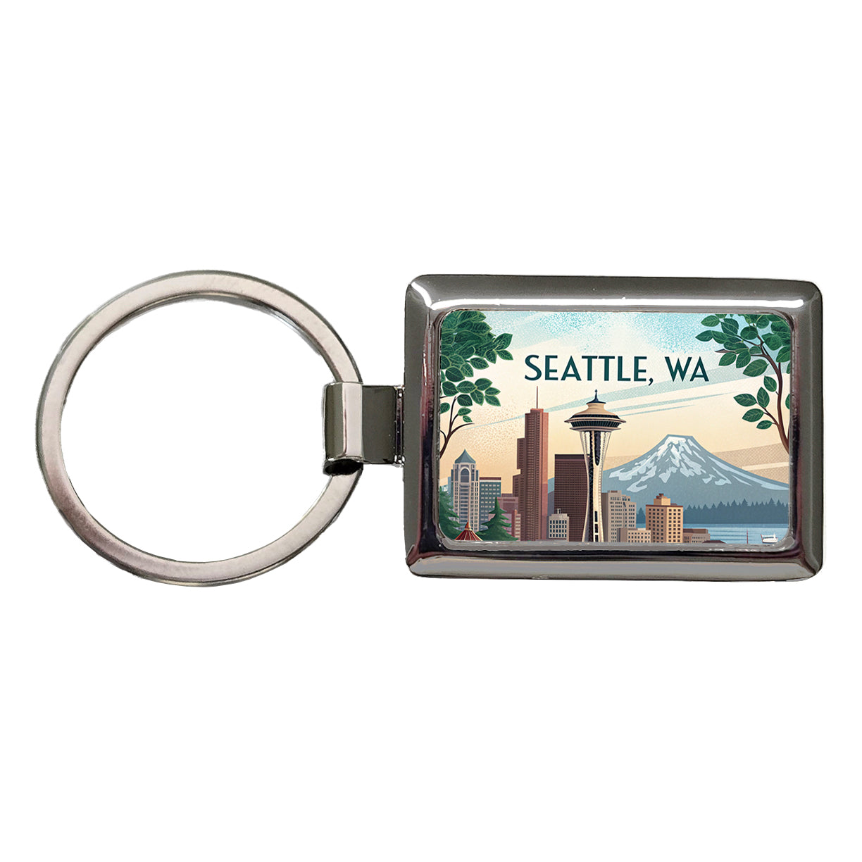 Seattle, Washington WA Travel City State Stamp Rectangle Metal Keychain