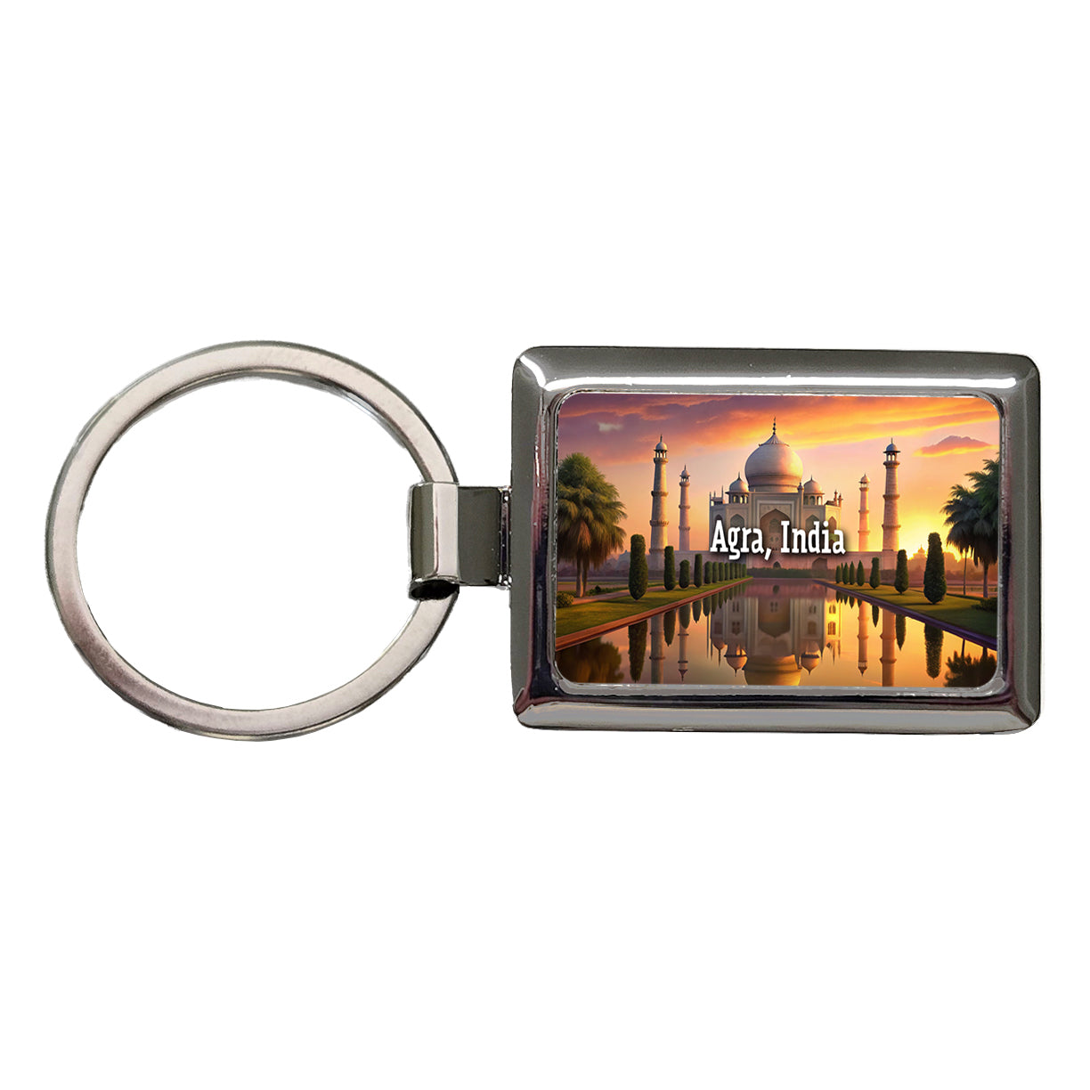 Agra, India Travel City Country Stamp Rectangle Metal Keychain