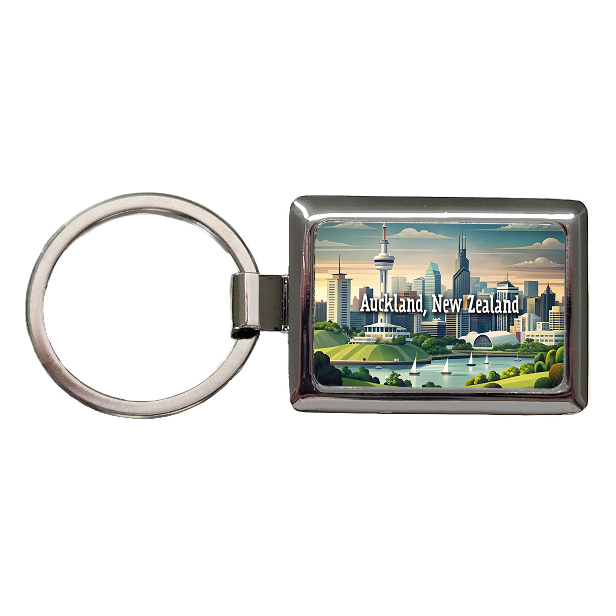 Auckland, New Zealand Travel City Country Stamp Rectangle Metal Keychain