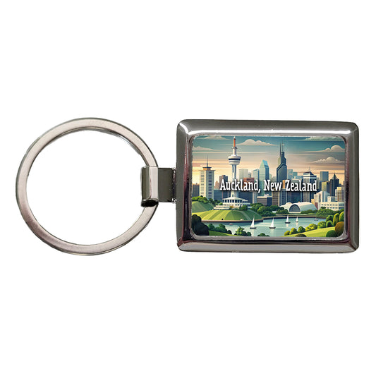 Auckland, New Zealand Travel City Country Stamp Rectangle Metal Keychain