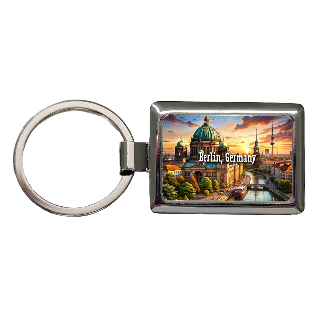 Berlin, Germany Travel City Country Stamp Rectangle Metal Keychain