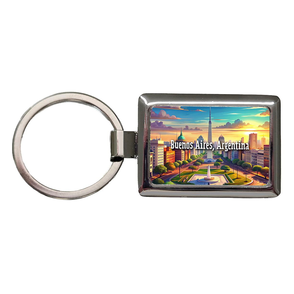 Buenos Aires, Argentina Travel City Country Stamp Rectangle Metal Keychain