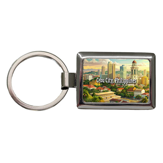 Cebu City, Philippines Travel City Country Stamp Rectangle Metal Keychain