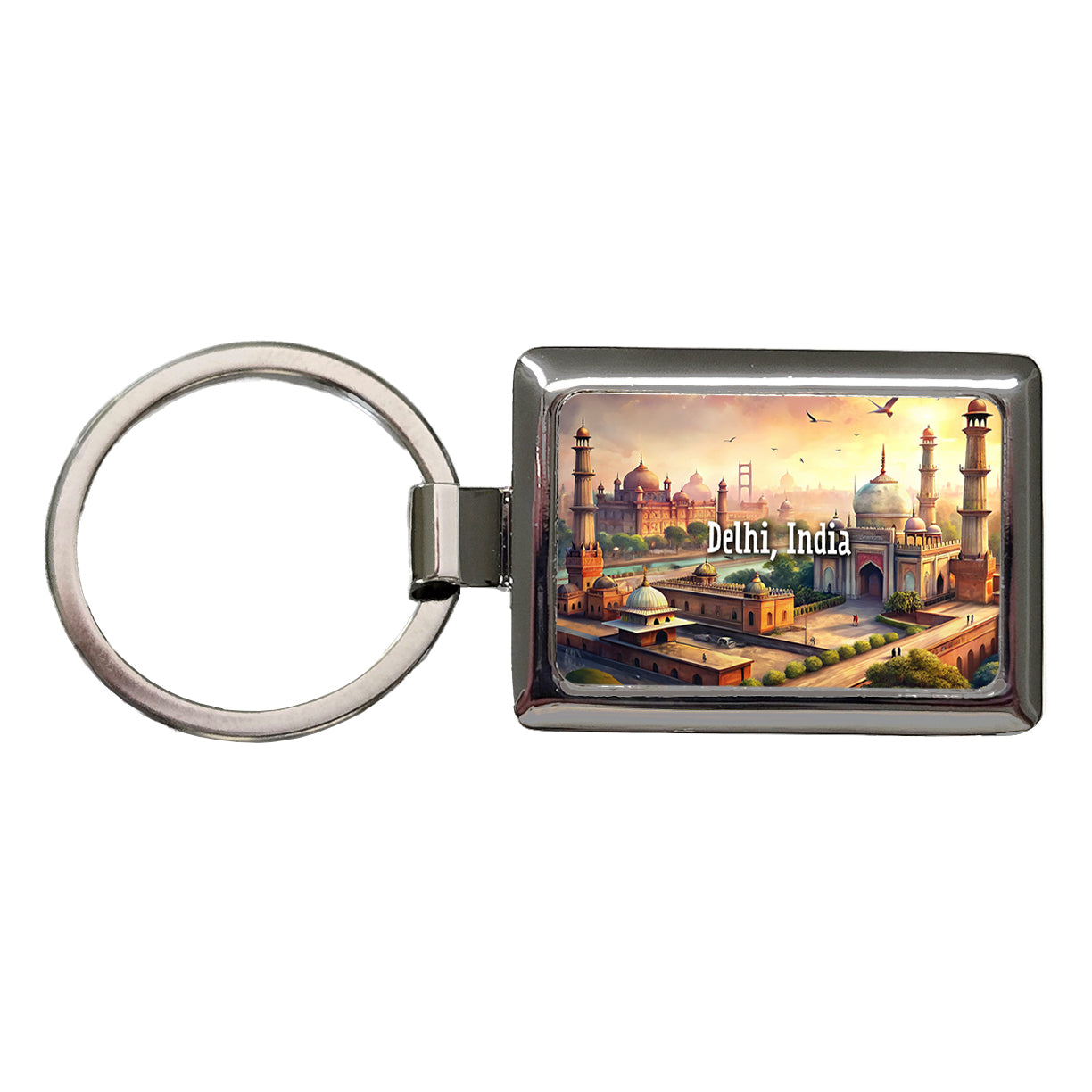 Delhi, India Travel City Country Stamp Rectangle Metal Keychain