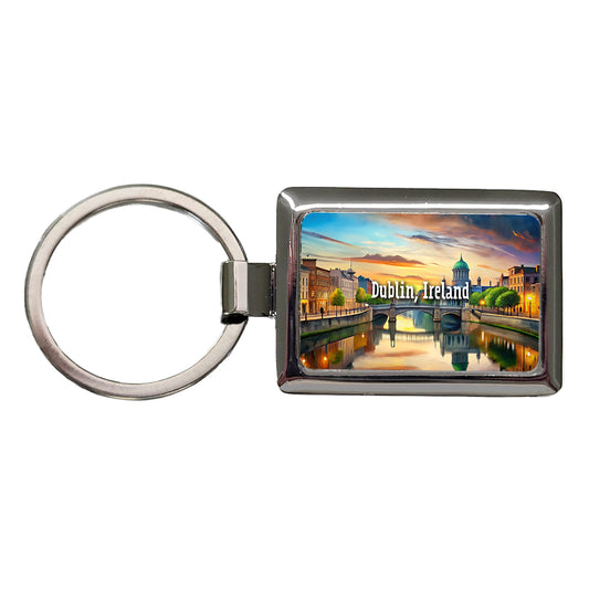 Dublin, Ireland Travel City Country Stamp Rectangle Metal Keychain