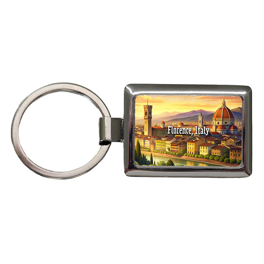 Florence, Italy Travel City Country Stamp Rectangle Metal Keychain