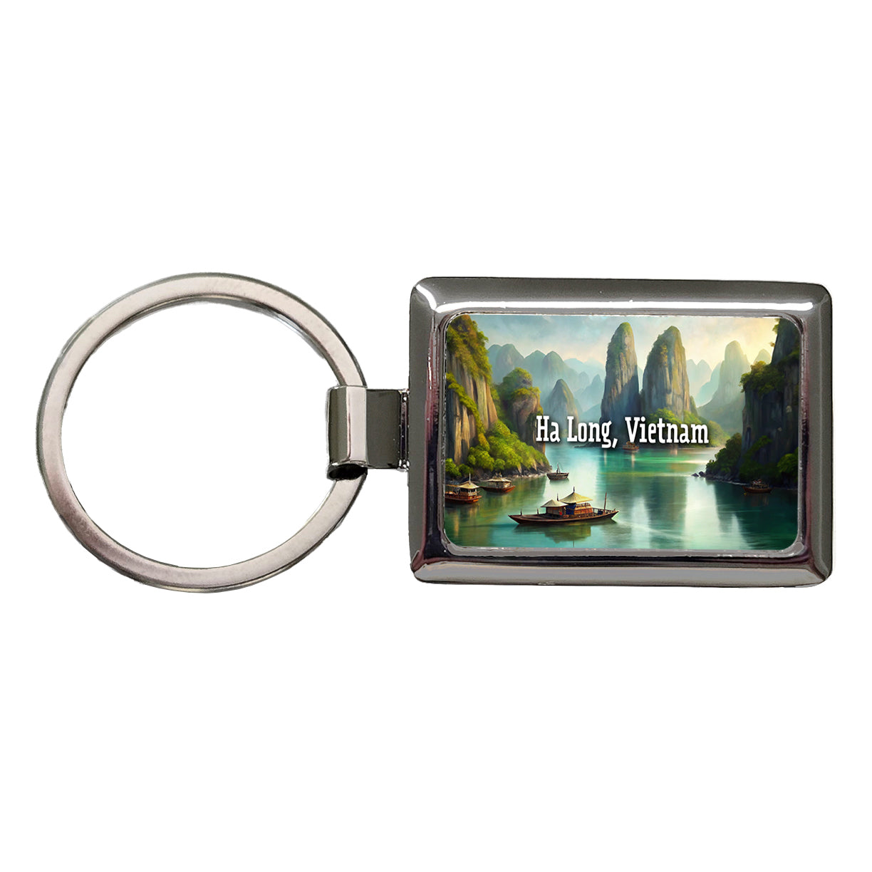 Ha Long, Vietnam Travel City Country Stamp Rectangle Metal Keychain