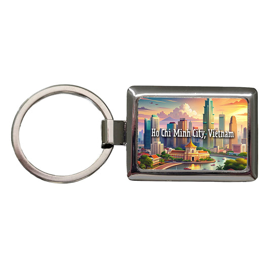 Ho Chi Minh City, Vietnam Travel City Country Stamp Rectangle Metal Keychain