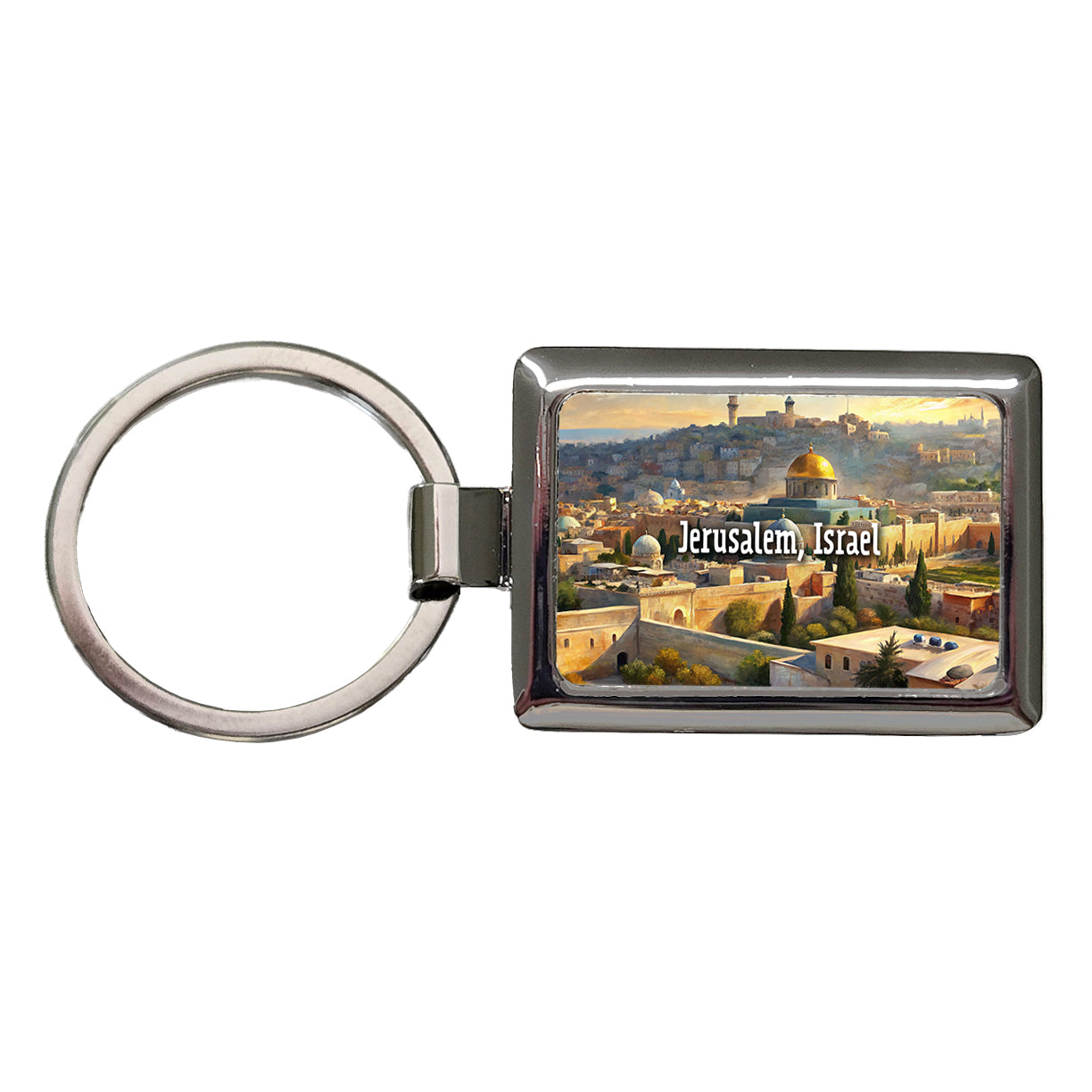 Jerusalem, Israel Travel City Country Stamp Rectangle Metal Keychain