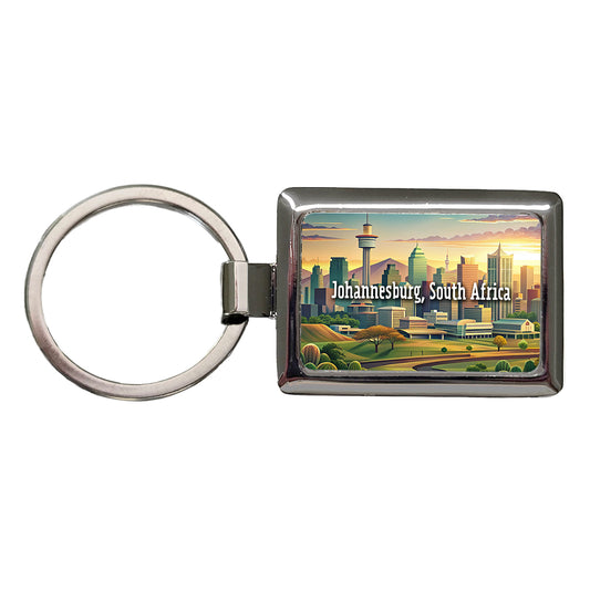 Johannesburg, South Africa Travel City Country Stamp Rectangle Metal Keychain