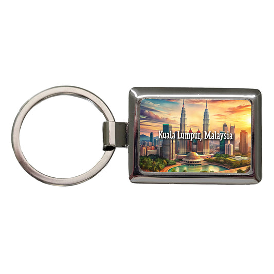 Kuala Lumpur, Malaysia Travel City Country Stamp Rectangle Metal Keychain
