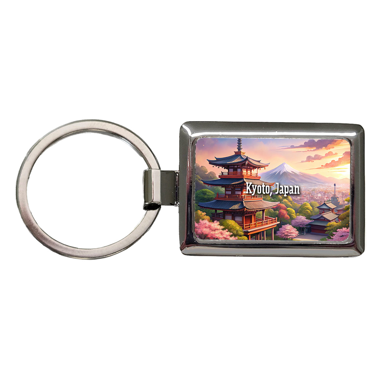 Kyoto, Japan Travel City Country Stamp Rectangle Metal Keychain