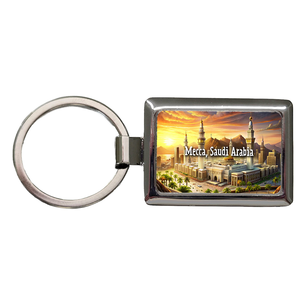 Mecca, Saudi Arabia Travel City Country Stamp Rectangle Metal Keychain