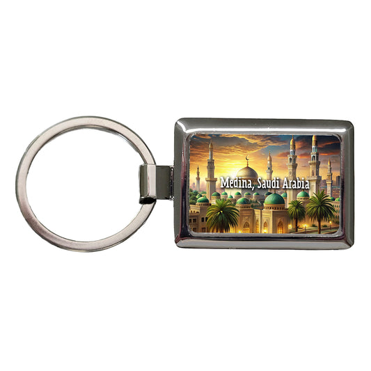 Medina, Saudi Arabia Travel City Country Stamp Rectangle Metal Keychain