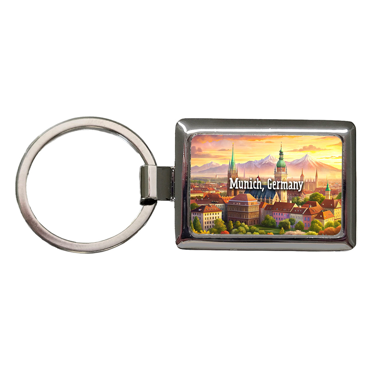 Munich, Germany Travel City Country Stamp Rectangle Metal Keychain