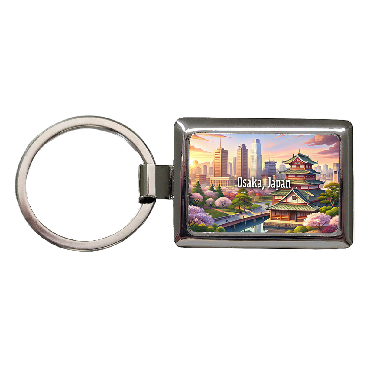 Osaka, Japan Travel City Country Stamp Rectangle Metal Keychain