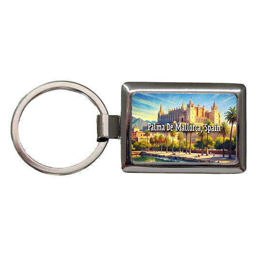 Palma De Mallorca, Spain Travel City Country Stamp Rectangle Metal Keychain
