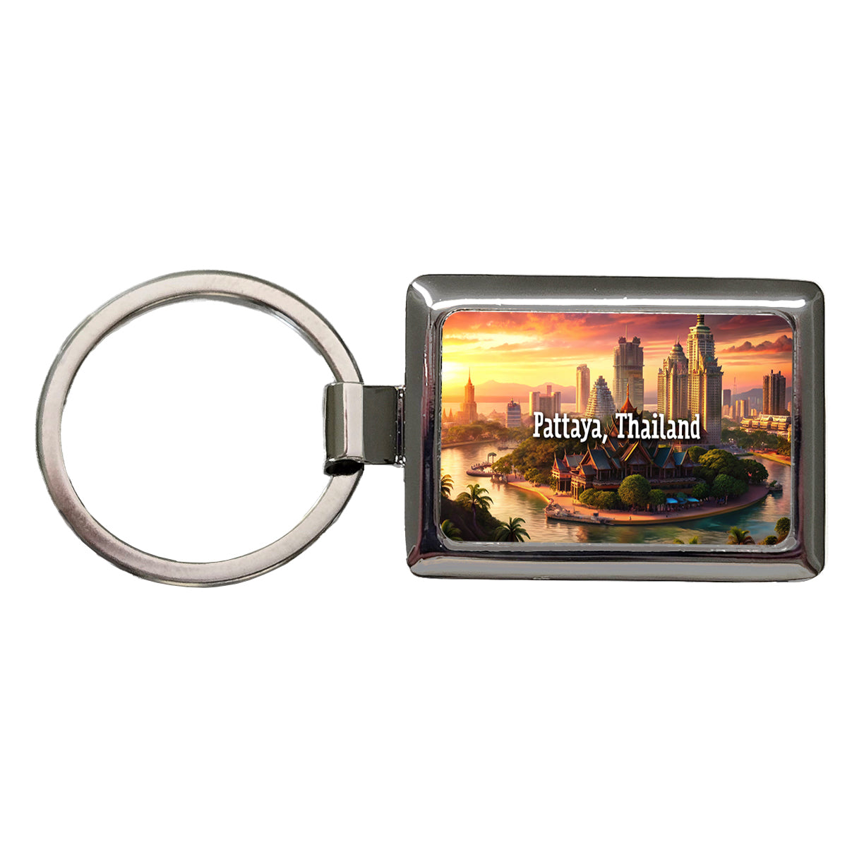 Pattaya, Thailand Travel City Country Stamp Rectangle Metal Keychain