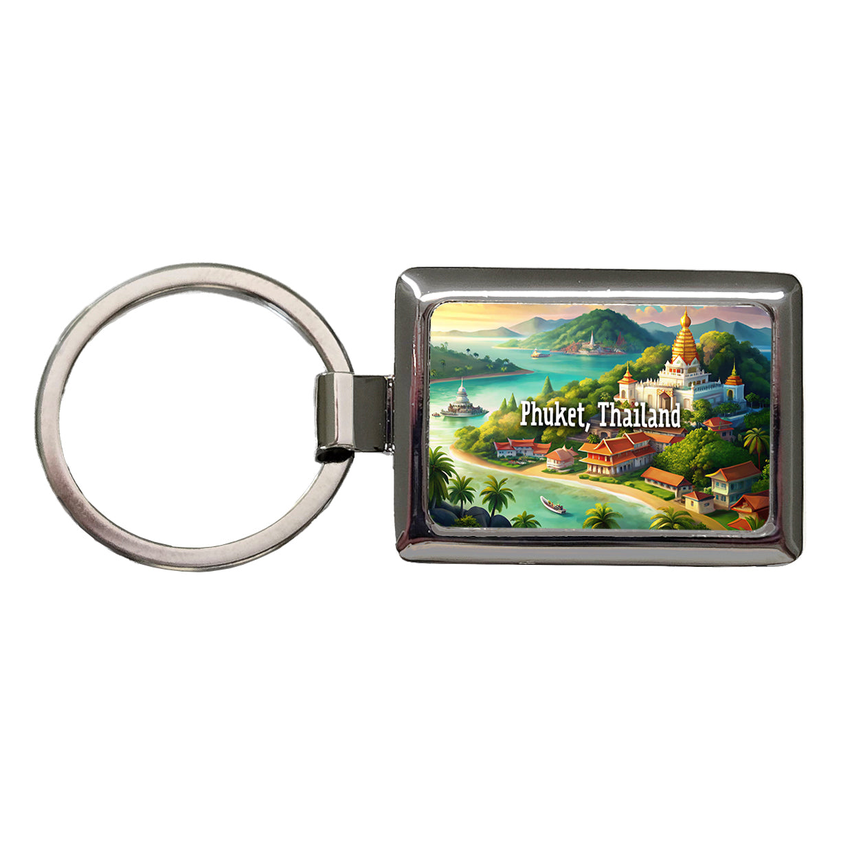 Phuket, Thailand Travel City Country Stamp Rectangle Metal Keychain