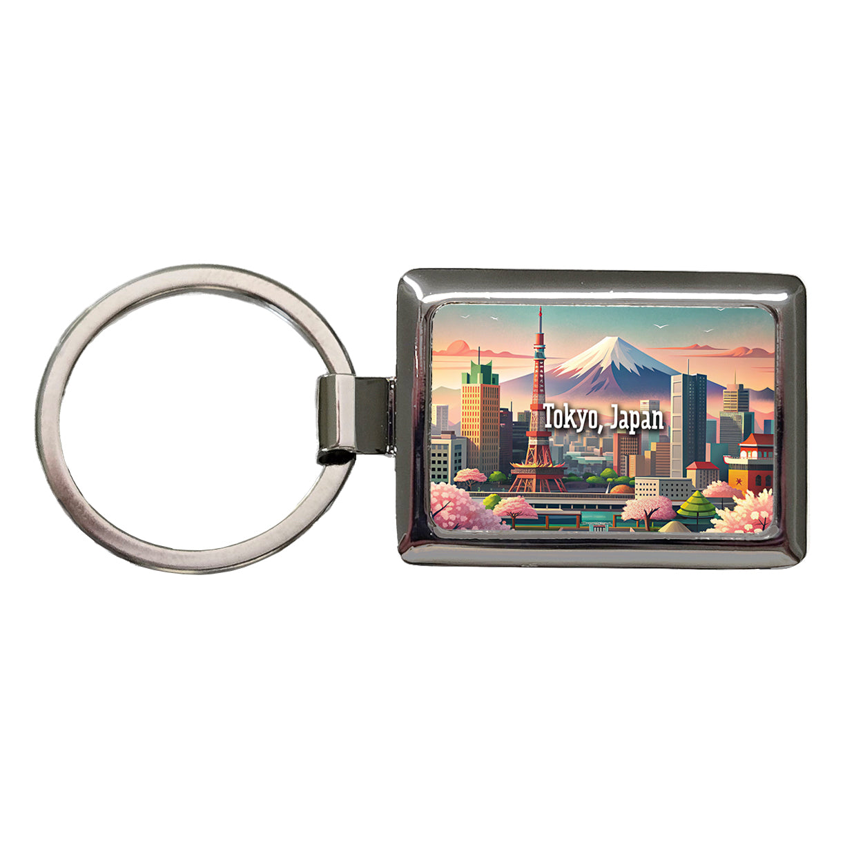 Tokyo, Japan Travel City Country Stamp Rectangle Metal Keychain