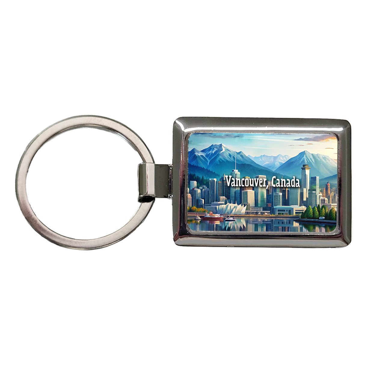 Vancouver, Canada Travel City Country Stamp Rectangle Metal Keychain