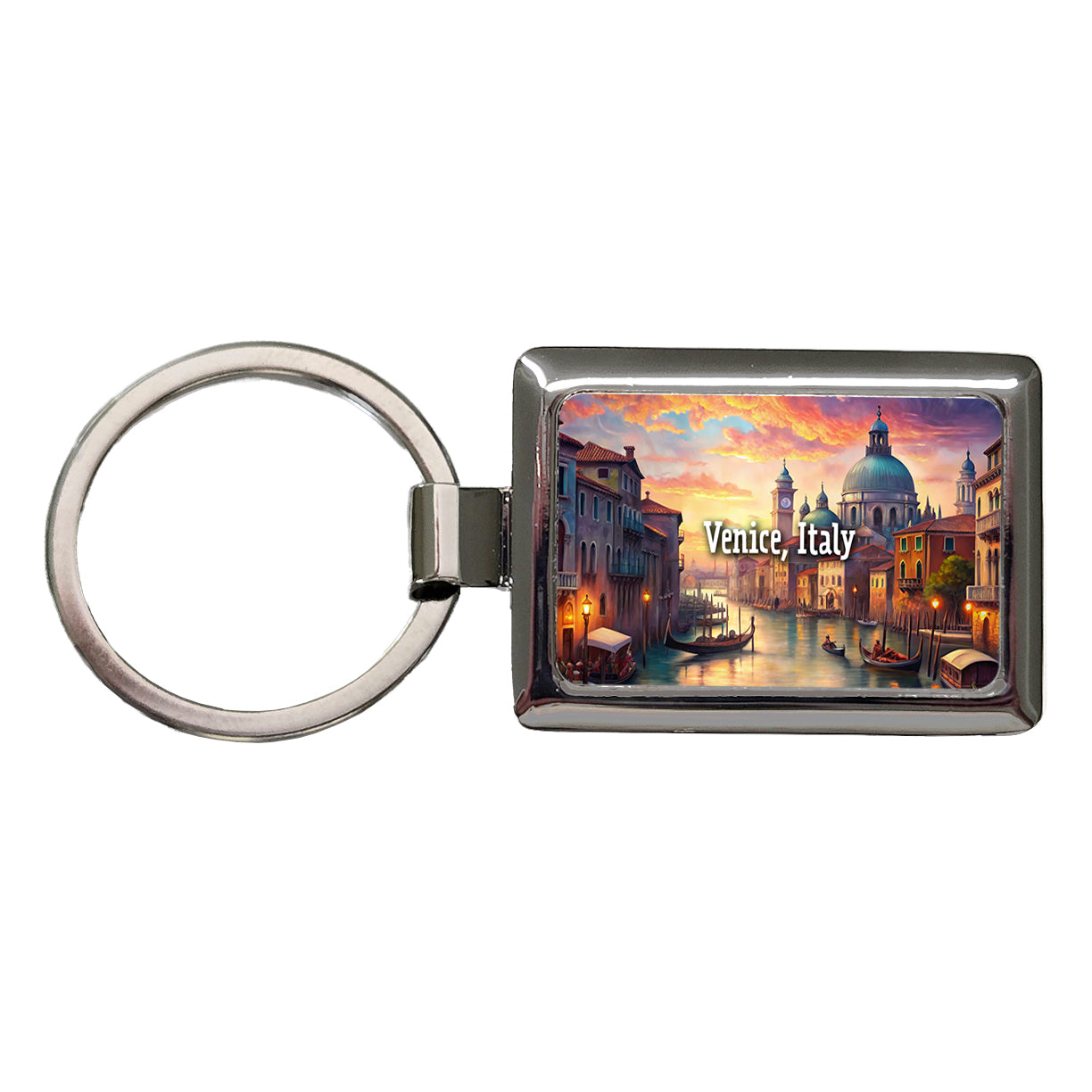 Venice, Italy Travel City Country Stamp Rectangle Metal Keychain