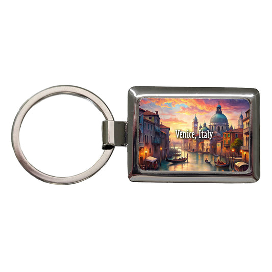 Venice, Italy Travel City Country Stamp Rectangle Metal Keychain