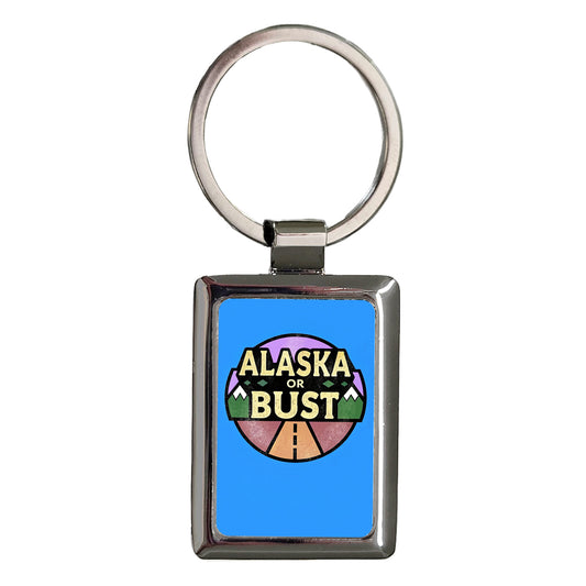 Alaska Or Bust Vacation Rectangle Metal Keychain